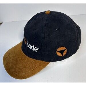 Vintage Taylor Made Hat Cap Adjustable Black Find Your Game Leather Bill 90’s